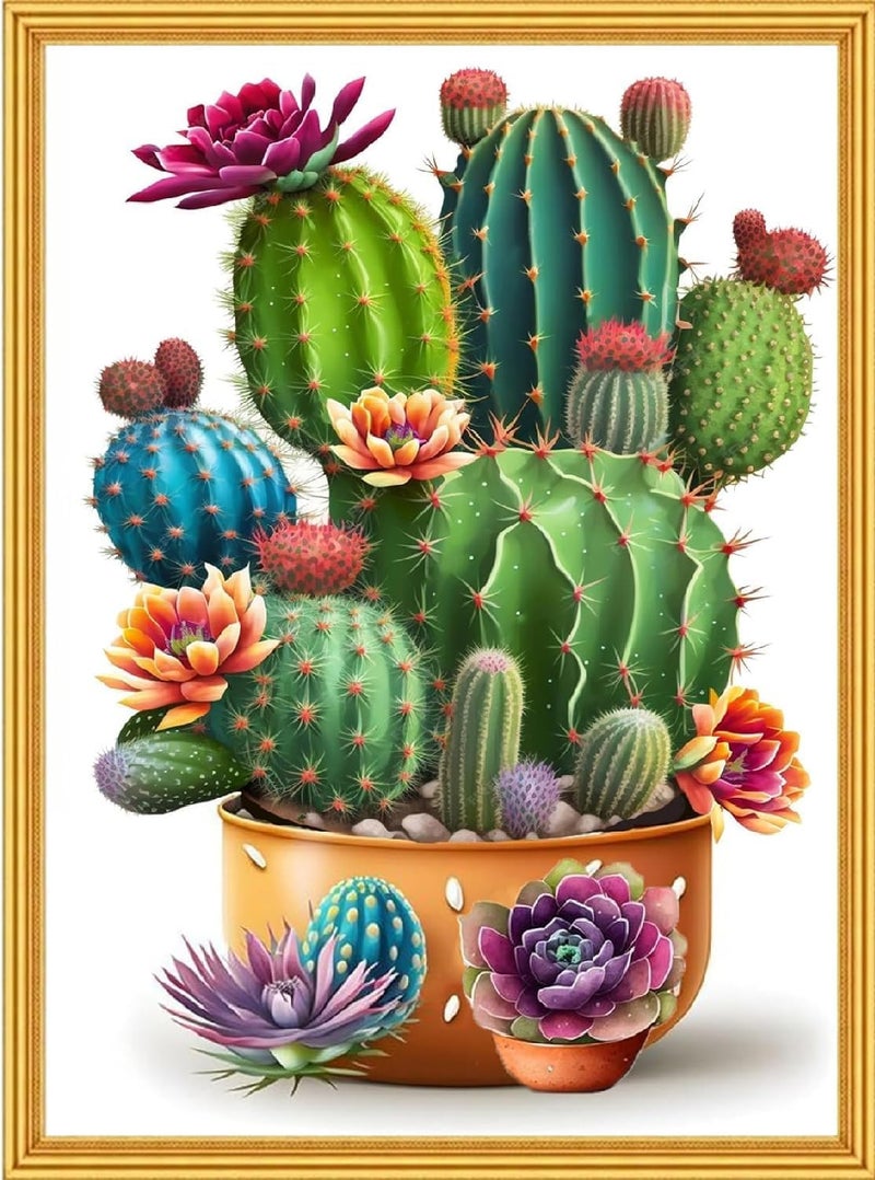 TaeYsck Succulent Stamped Cross Stitch Kits for Adults Beginners, Easy DIY Counted Cross Stitch Kit Printed Patterns Dimensions Needlepoint Art Crafts Embroidery Kits for Home Wall Decor (11ct Without Frame) - Image 1
